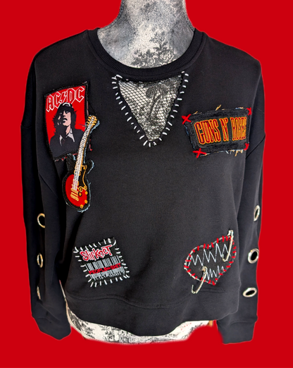 Womens Patched up Rock sweatshirt- size Medium