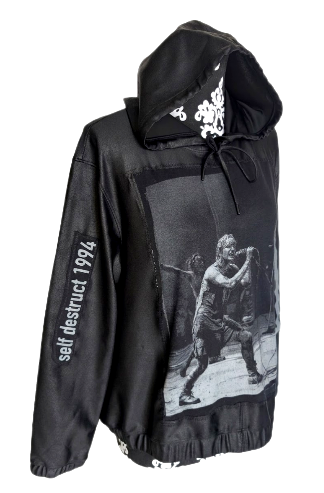 Womens NIN shiny hooded top- size L/ XL
