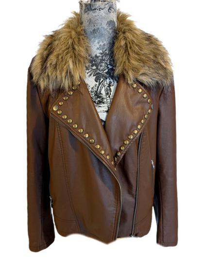Womens faux leather Bob Dylan jacket- size XL