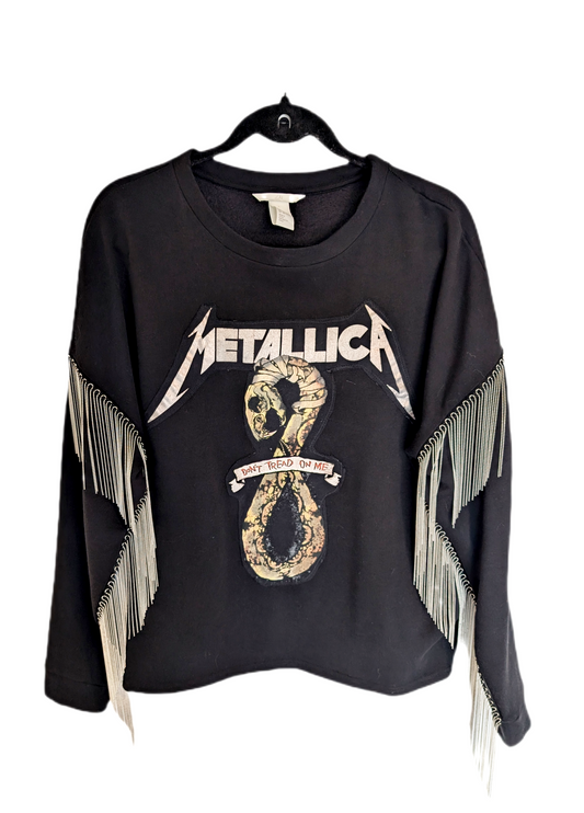 Womens METALLICA Don't Tread On Me Chain Fringe sweatshirt- size Large
