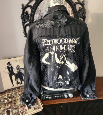 Womens Fleetwood Mac Lace denim jacket- size L- XL