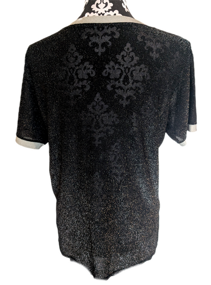 Womens Sparkling metallic silver Smashing Pumpkins to- Large