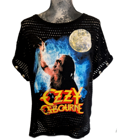 Womens Mesh Bark at The Moon Ozzy sweater- size Large