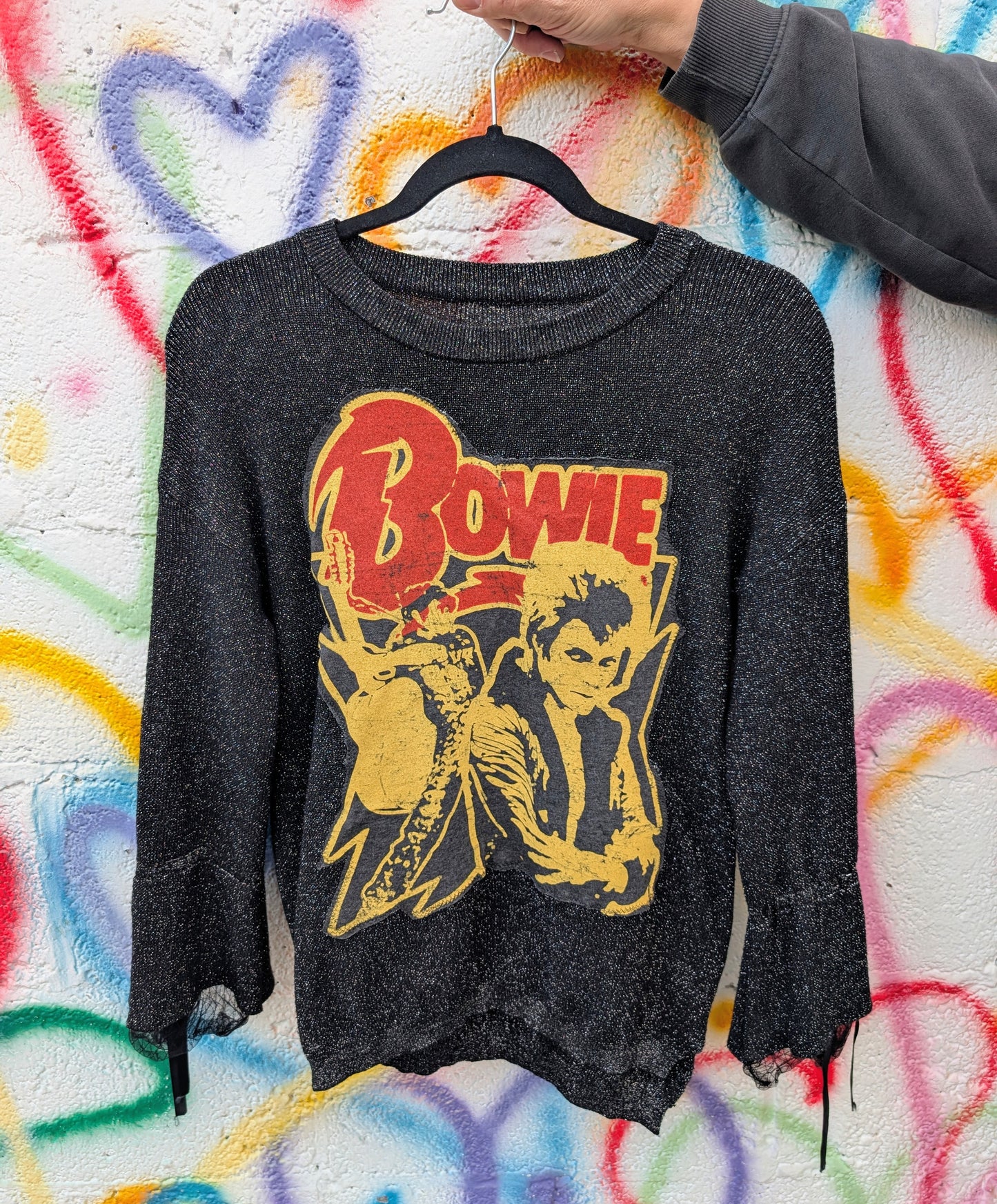 Womens sparkling metallic BOWIE sweater- size Large