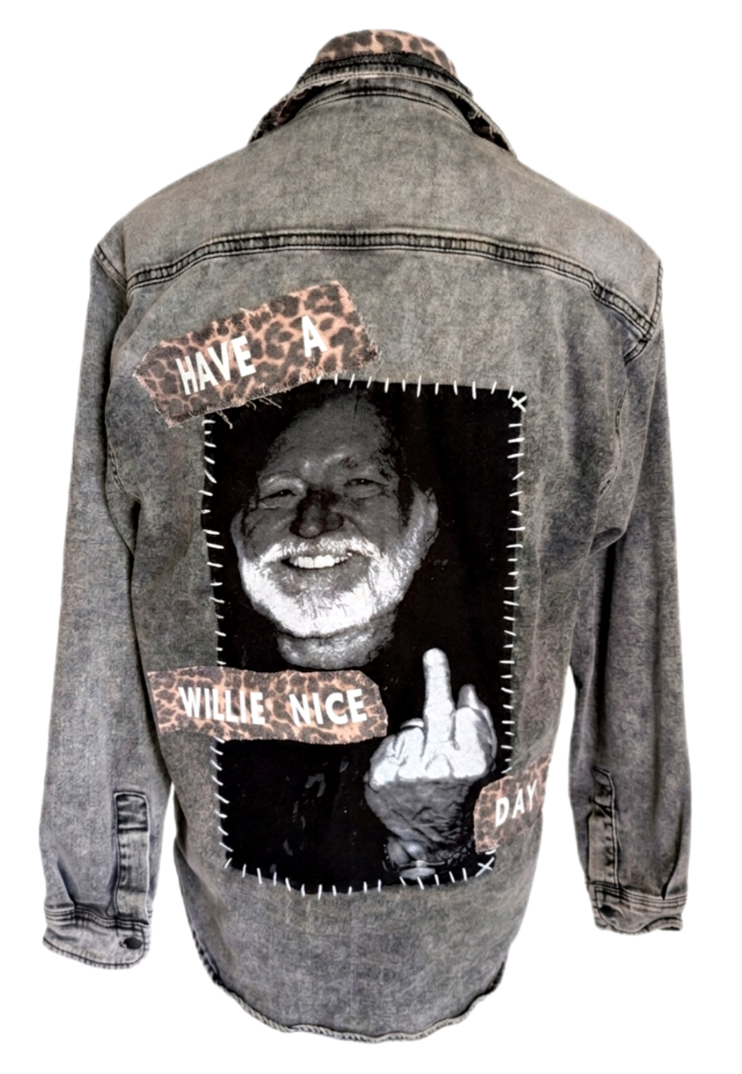 Have a WILLIE Nice Day denim jacket- gender neutral Men's M/ womens L