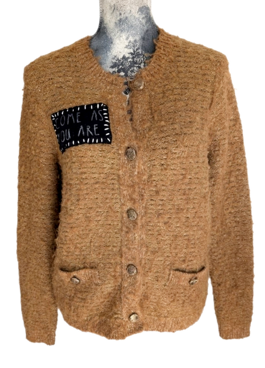 Womens Come As You Are Nirvana fuzzyCardigan- MEDIUM