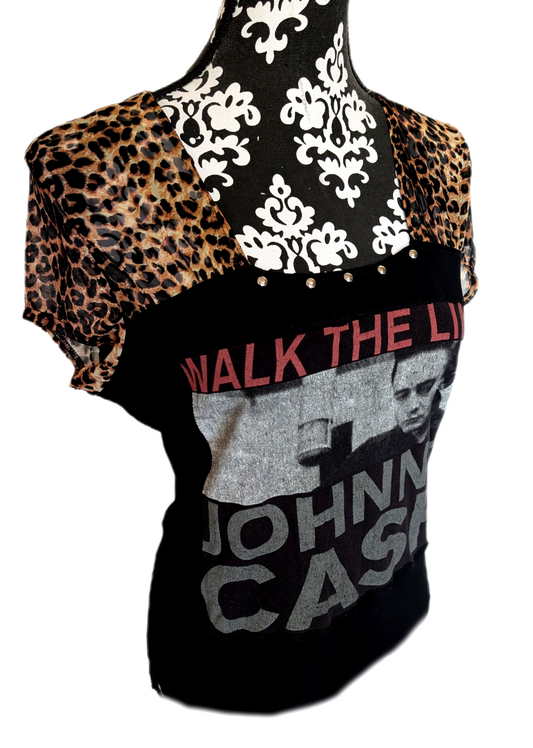 Womens fitted Johnny Cash Walk the line top