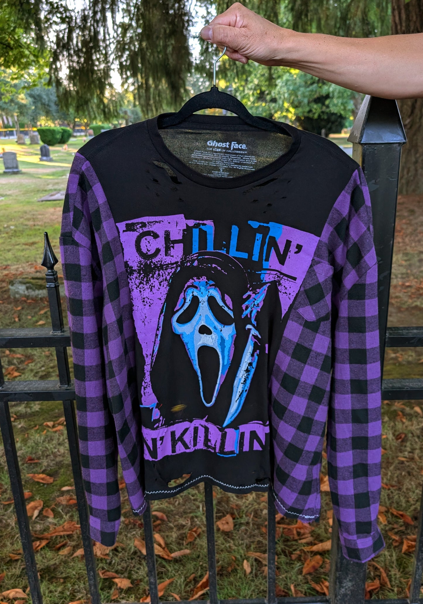 GHOSTFACE flannel/ tee hybrid top- size Large