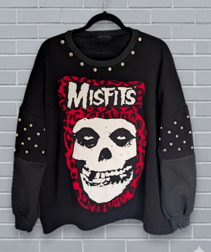 Womens reworked MISFITS studded sweatshirt - size XL
