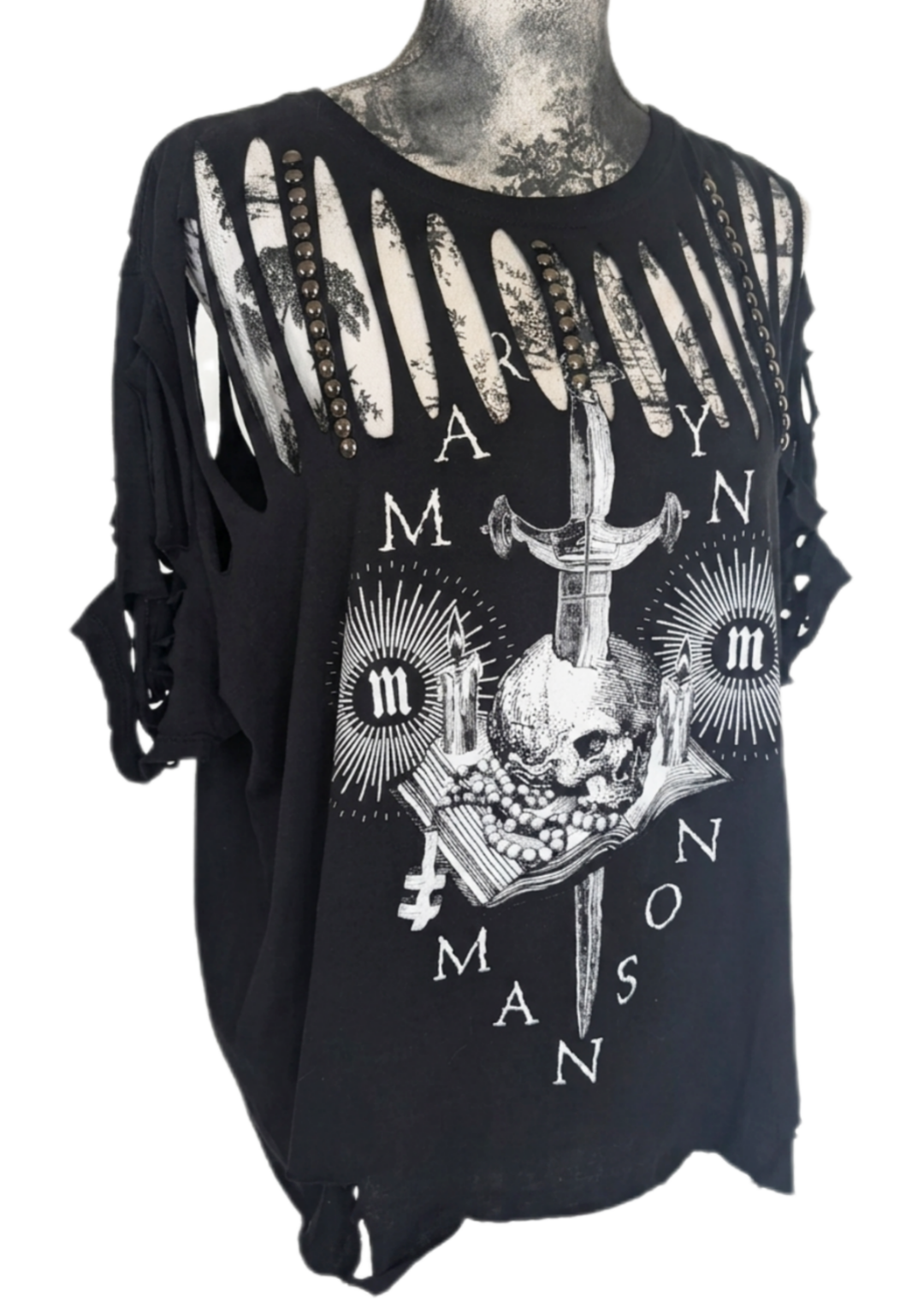 Womens distressed Marilyn Manson tee size XL