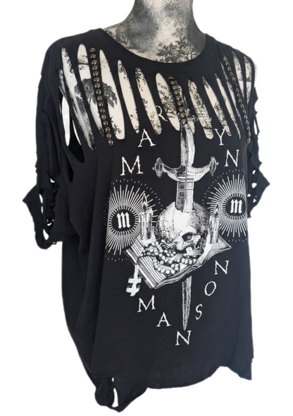 Womens distressed Marilyn Manson tee size XL