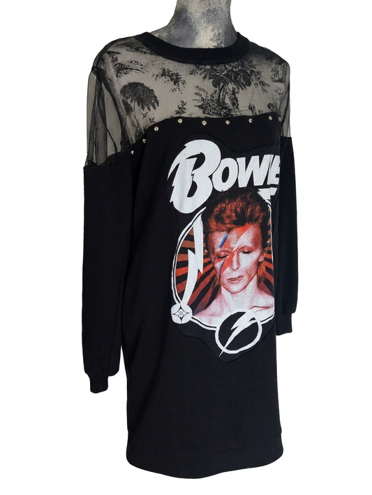 Womens BOWIE sweater dress with sheer shoulders- size XL