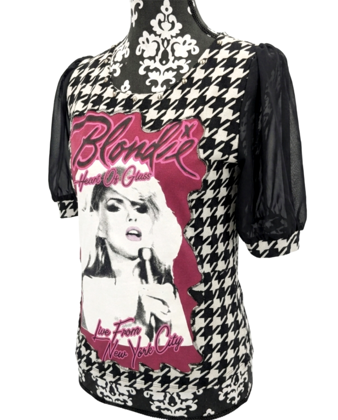 Womens BLONDIE Houndstooth top- size M/L