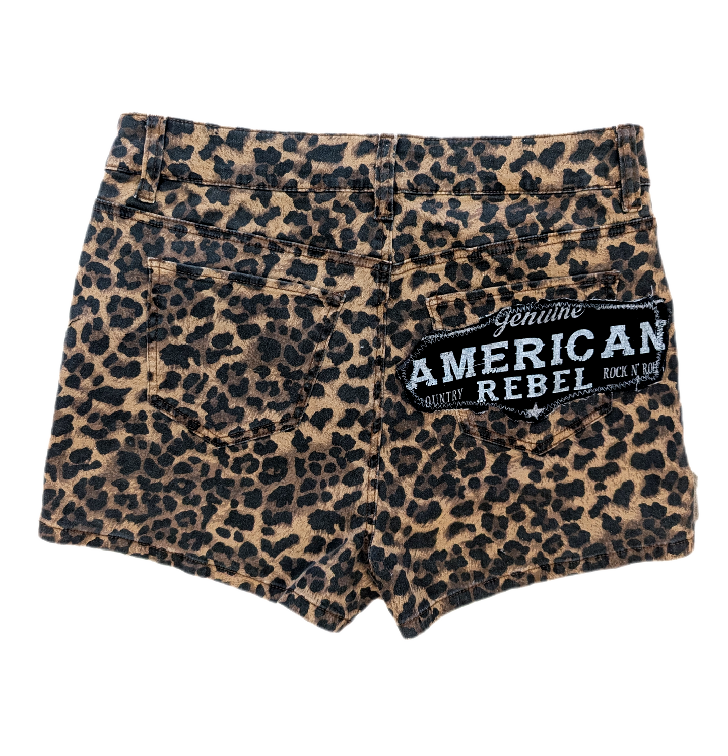 Womens leopard print Johnny Cash shorts