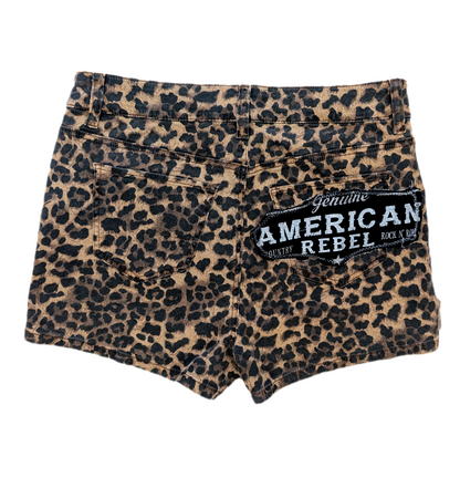 Womens leopard print Johnny Cash shorts