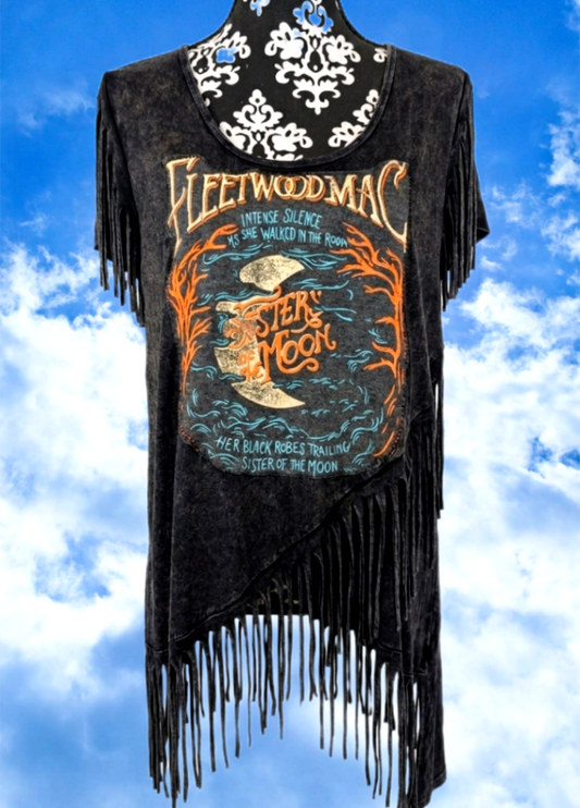 Womens fringed Fleetwood Mac reworked tee - size XL