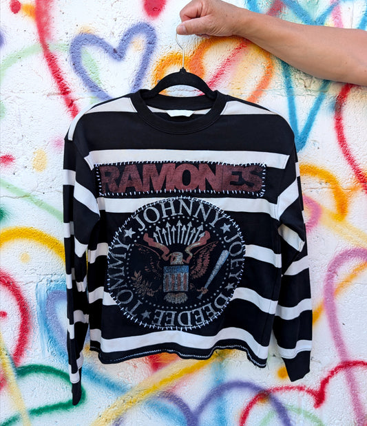 Womens striped Ramones sweatshirt size MEDIUM
