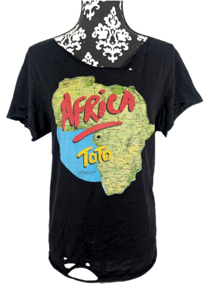 Distressed  TOTO AFRICA tshirt- womens L