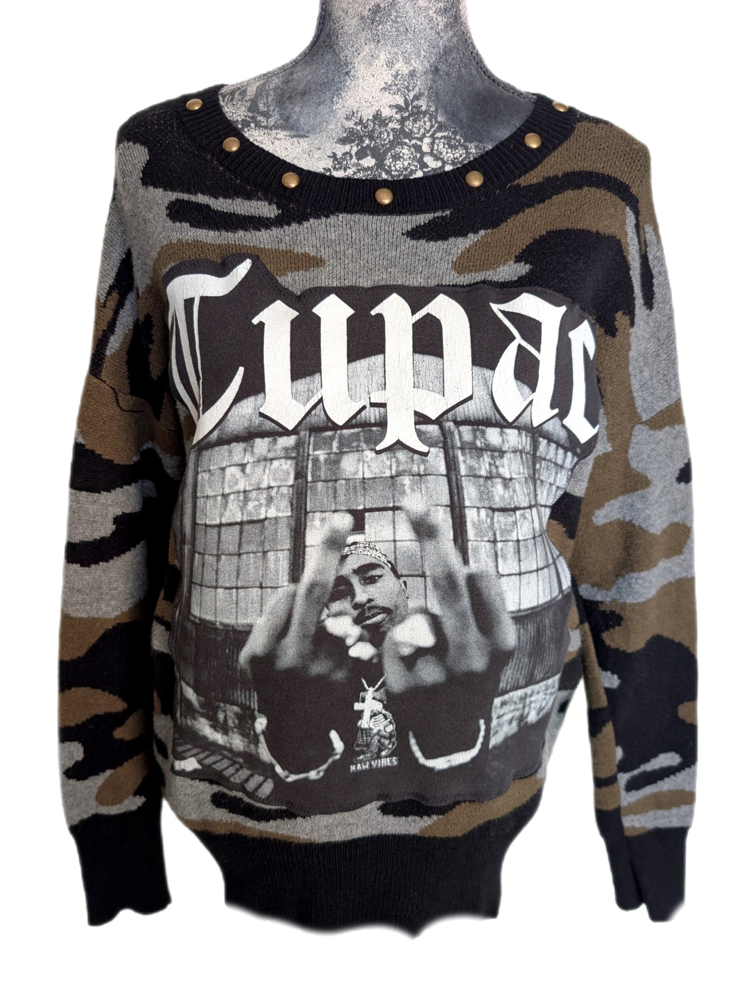 Womens TUPAC Camo Knit sweater- M/ L