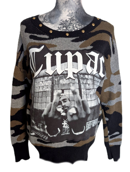 Womens TUPAC Camo Knit sweater- M/ L