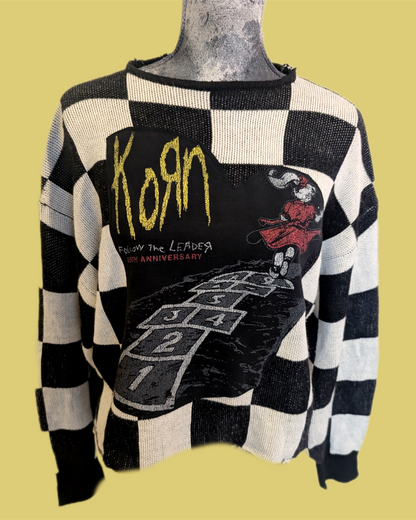 Womens checkered KORN sweater - size Large