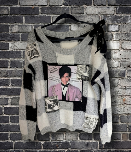 Womens PRINCE plaid sweater- size MEDIUM