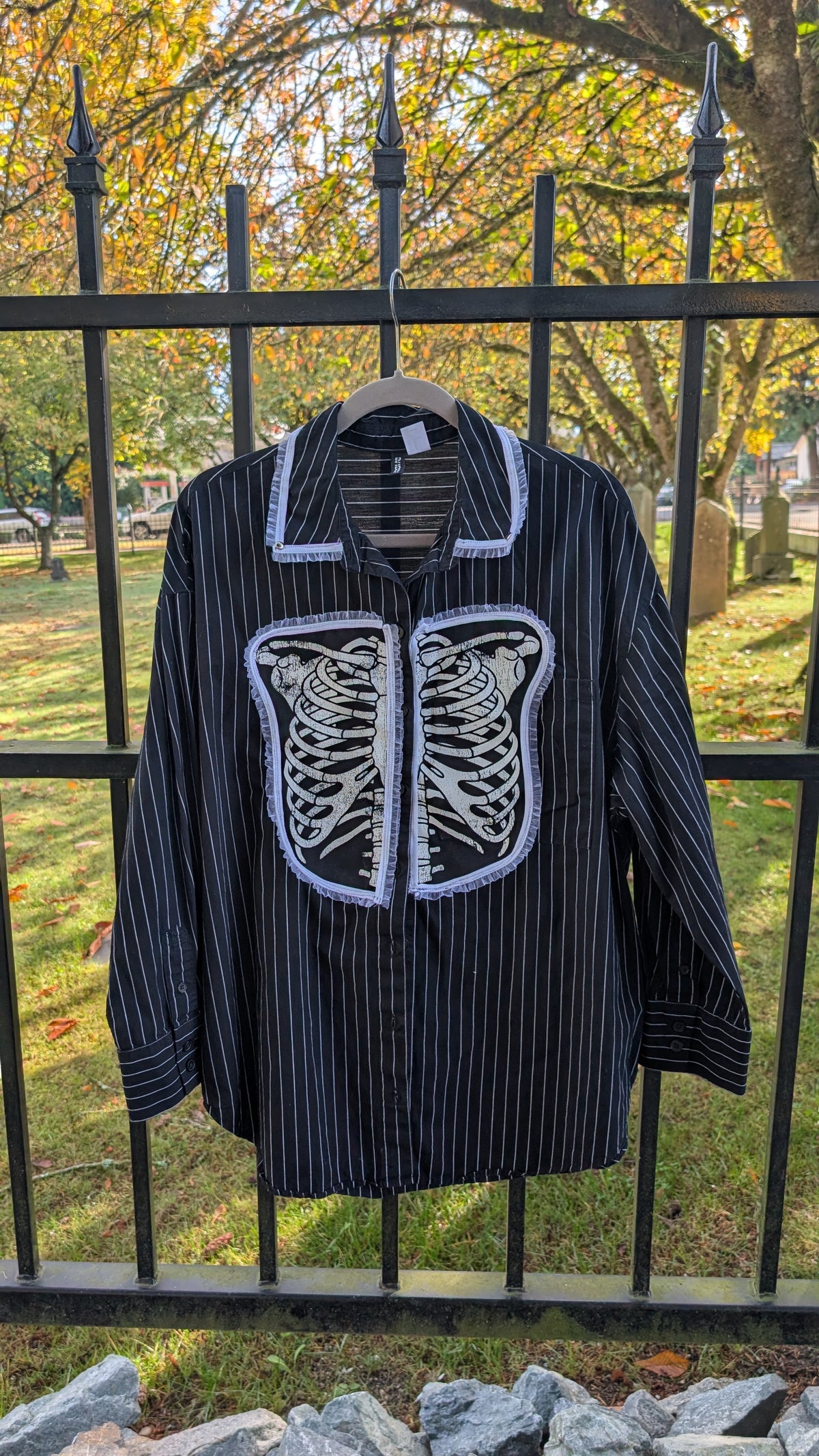 The Zombie pinstripe button up- size XL
