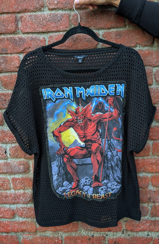 Womens IRON MAIDEN mesh net sweater - size XL