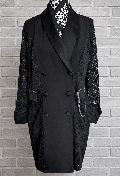 Womens long Black and lace blazer jacket with Nirvana- size M/ L