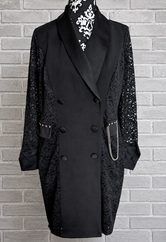 Womens long Black and lace blazer jacket with Nirvana- size M/ L