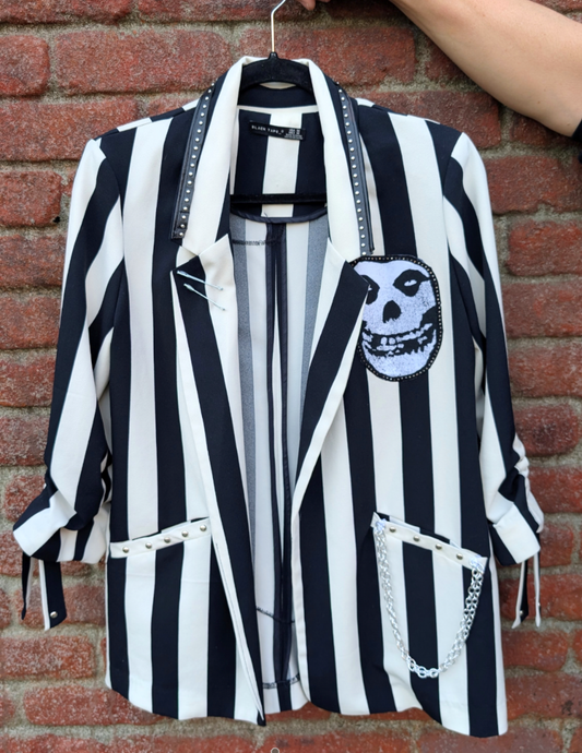 Womens striped MISFITS punk blazer jacket- MEDIUM