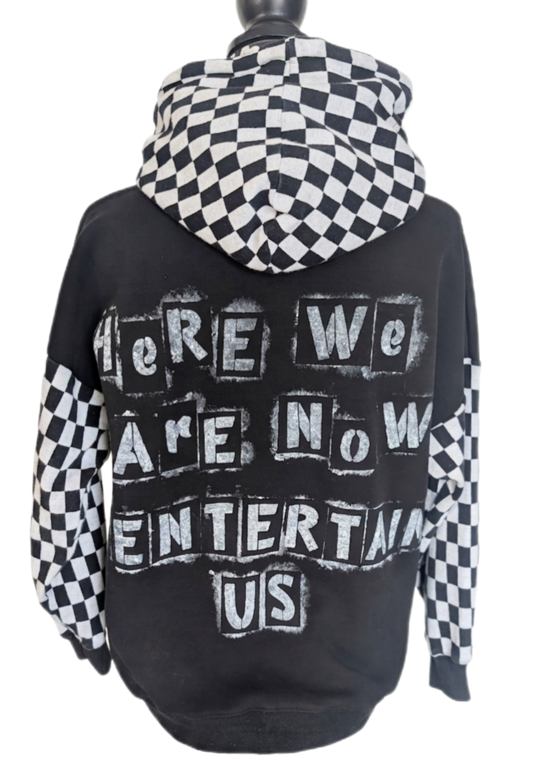 Here We Are Now...Nirvana checkered hoodie-womens MED