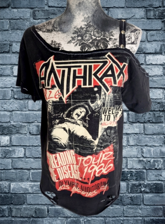 Reworked ANTHRAX tee- size Large