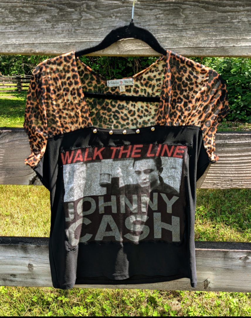 Womens fitted Johnny Cash Walk the line top
