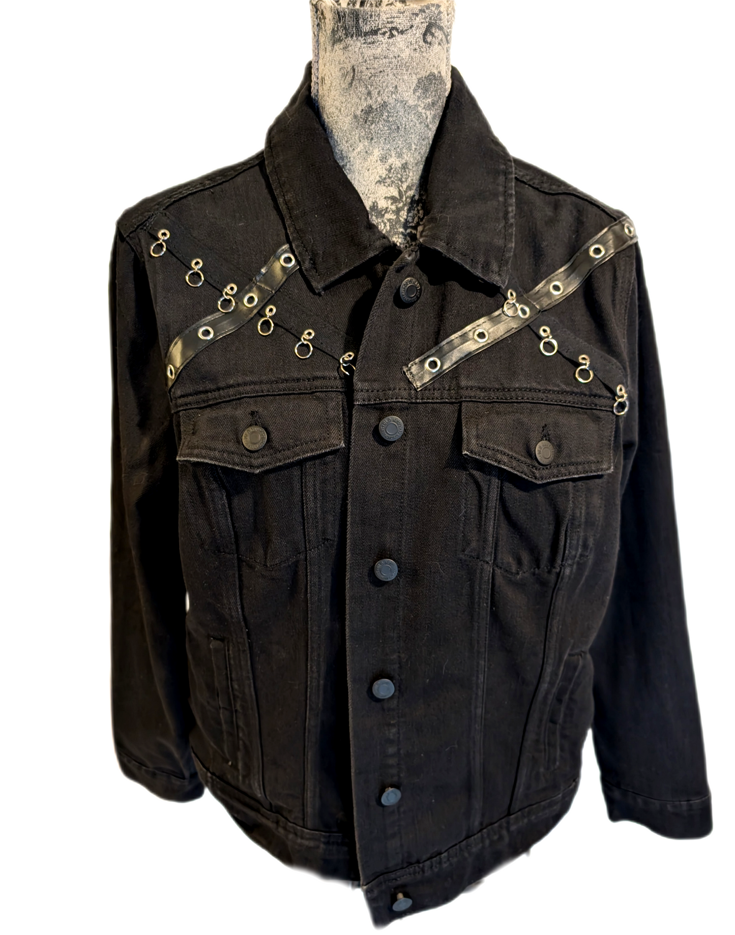 Womens The Cure black denim jacket - size XL