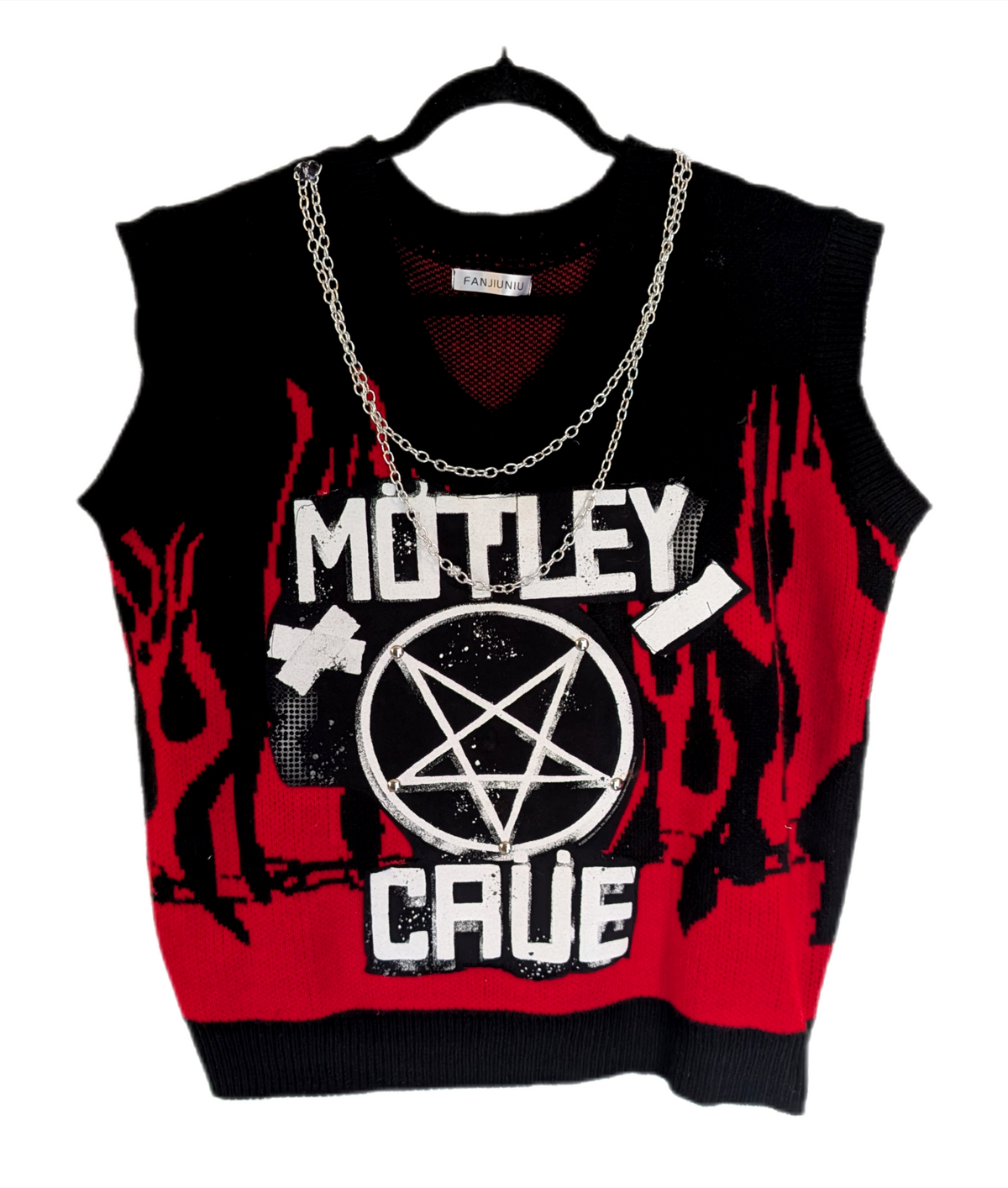 Womens plus size Motley Crue flame sweater vest- 1X