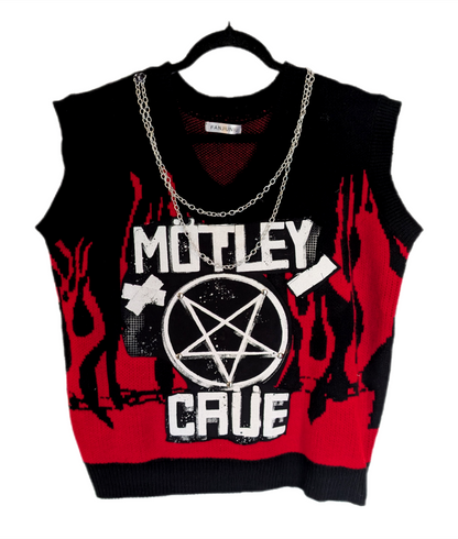 Womens plus size Motley Crue flame sweater vest- 1X