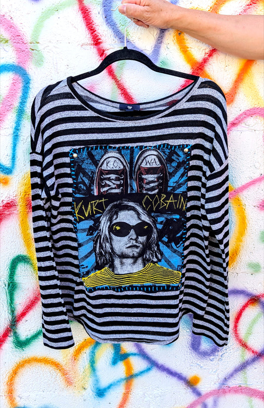 Womens striped Cobain top- Medium
