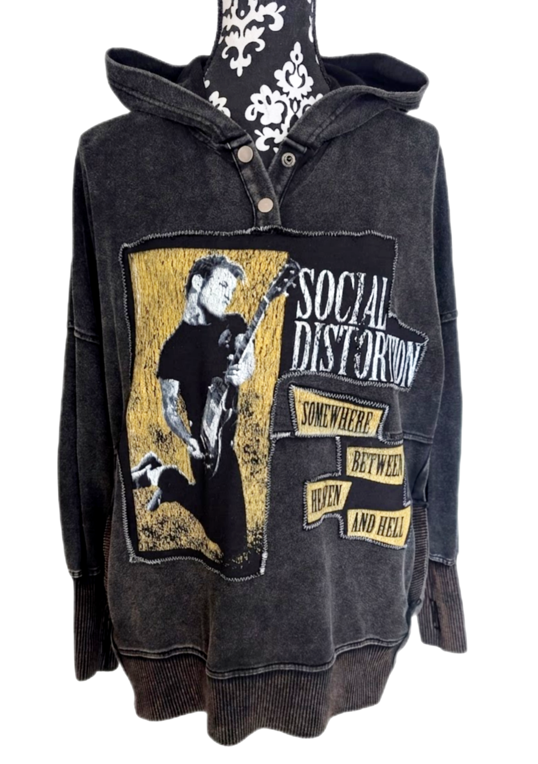 Social Distortion upcycled Hoodie- gender neutral Men's M/ L womens L/ XL