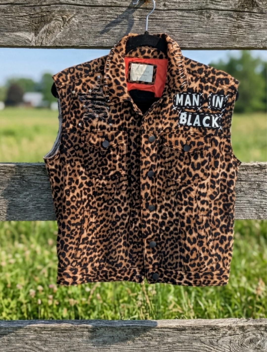 Womens Leopard print Johnny Cash vest- Med