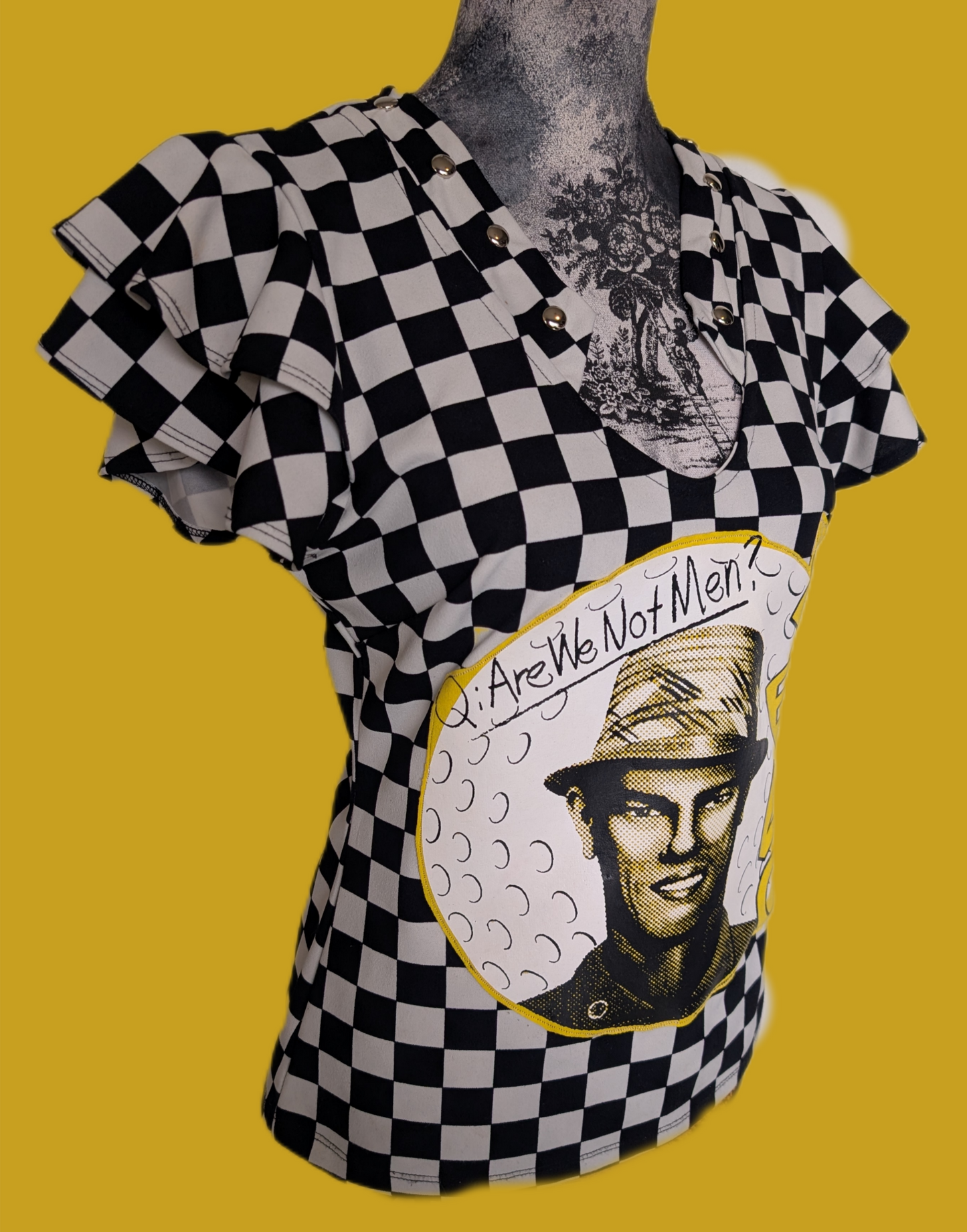 Womens checkered DEVO top- Medium